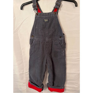 OshKosh B'gosh Vestbak Bib Overalls 24 Months Gray Corduroy Lined